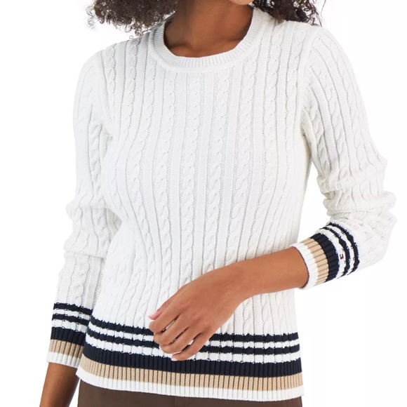 Brand New W/Tags🏷 TOMMY HILFIGER Women's Cotton Cable-Knit Sweater - Picture 1 of 8